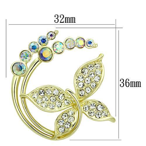 Flash Gold White Metal Brooches with Top Grade Crystal in