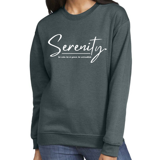 Womens Graphic Sweatshirt Serenity - be Calm be at Peace | Grey Coco