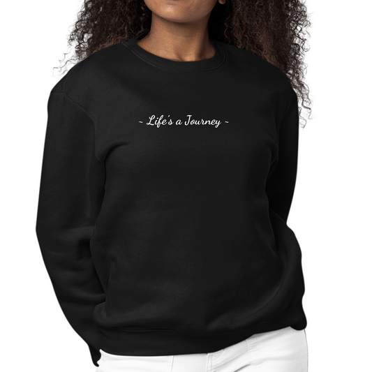 Womens Graphic Sweatshirt Life’s a Journey White Print | Grey Coco