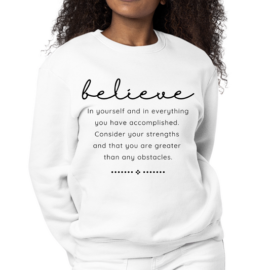 Womens Graphic Sweatshirt Believe in Yourself | Grey Coco