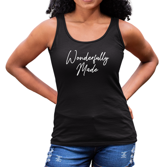 Womens Fitness Tank Top Graphic T-shirt - Wonderfully Made | Comfortable Activewear