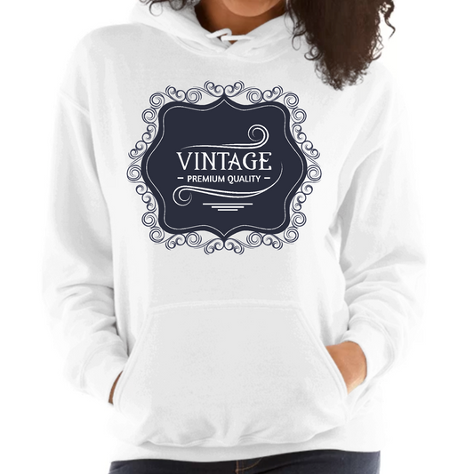Womens Hoodie - Vintage Premium Quality Black White Illustration | Grey Coco