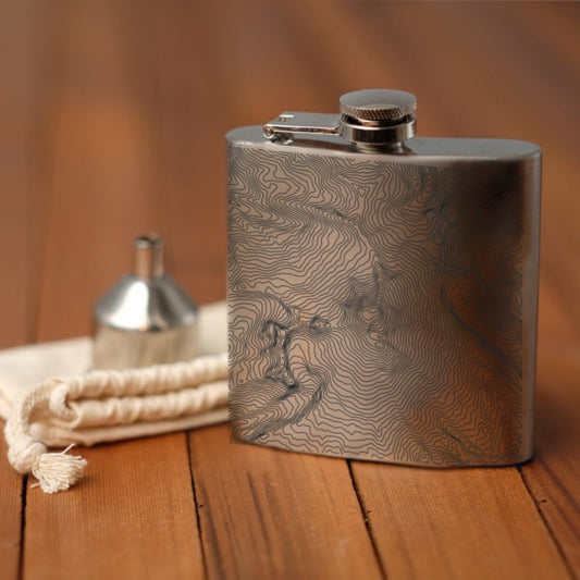 Mount Baker - Washington Engraved Topographic Map Hip Flask