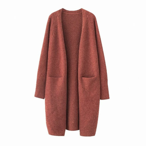 Lazy V-neck Oversize Long Sweater Cardigans Jacket Coat New Women | Yellow Angel