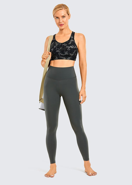 Women's Strappy Sports Bras V Neck Medium Impact Wirefree Padded Yoga