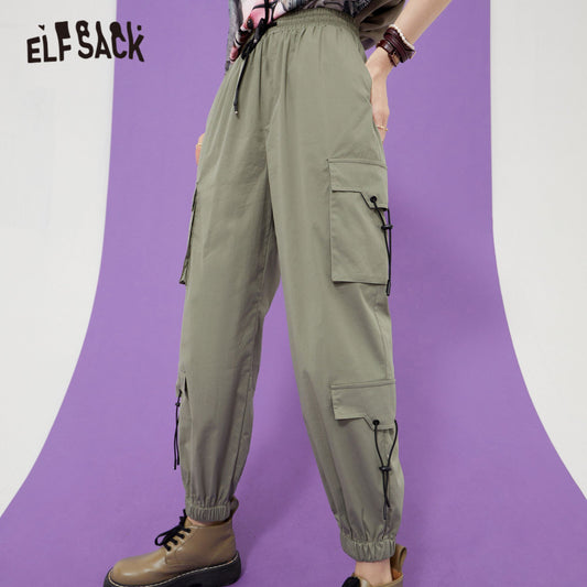 Solid High Waist Straight Casual Women Safari Pants Summer ELF | Yellow Angel