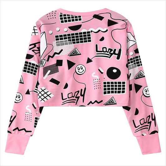 Women Harajuku Geometry Printed Sweatshirts | Yellow Angel