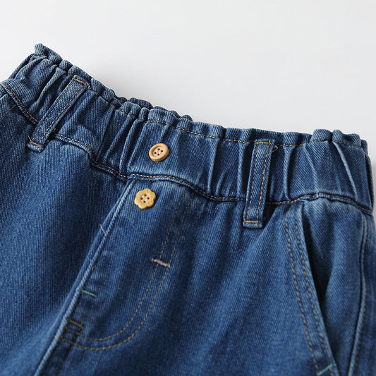 Arrival Autumn Baby Kids Girls Colorful Flowers Pattern Denim Pants