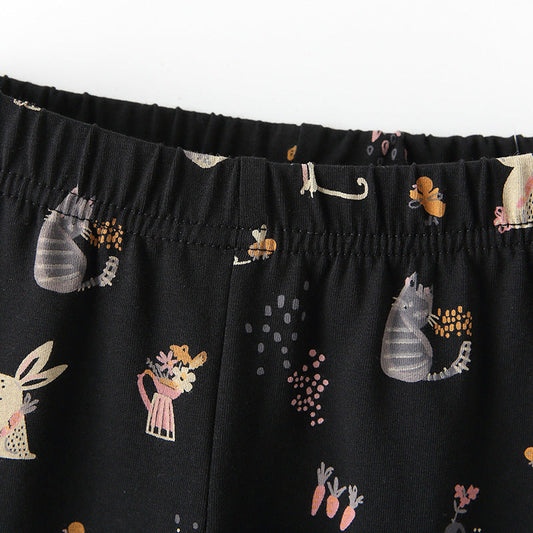 Autumn Arrival Baby Kids Girls Animals Cartoon Pattern Casual Pants
