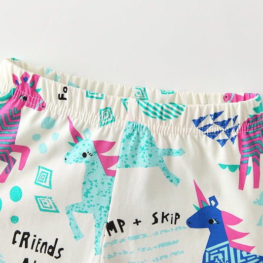 Autumn Arrival Baby Kids Girls Cartoon Pattern Cute Pants