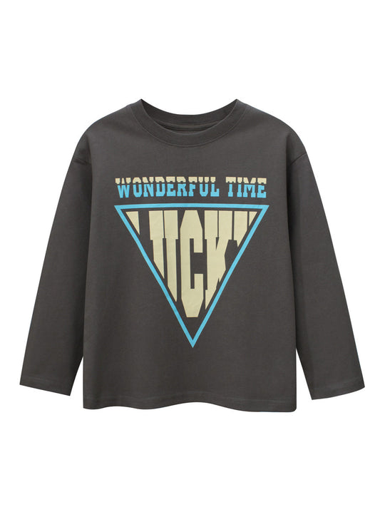 Autumn Arrival Kids Boys Letters Print Crew Neck Long Sleeves Shirt
