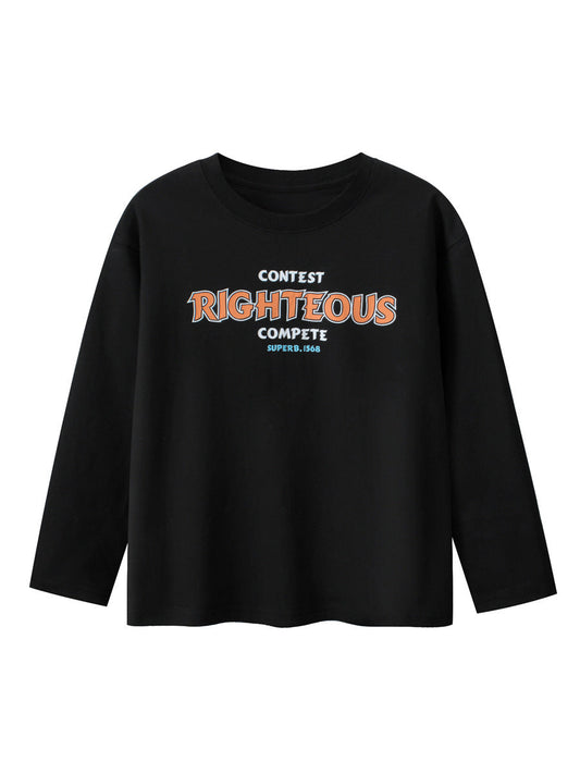 Autumn Arrival Kids Boys Letters Print Crew Neck Long Sleeves Shirt