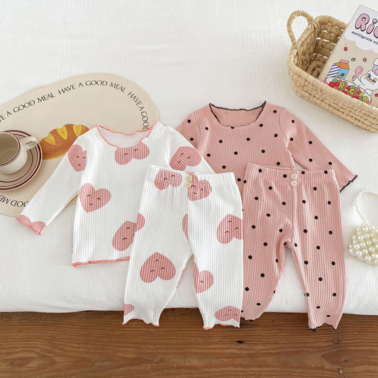 Spring and Autumn Baby Kids Girls Casual Pattern Top and Pants