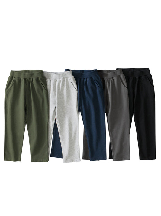 Baby Boys Kids Solid Color Sraight Leg Sports Trousers With Pockets