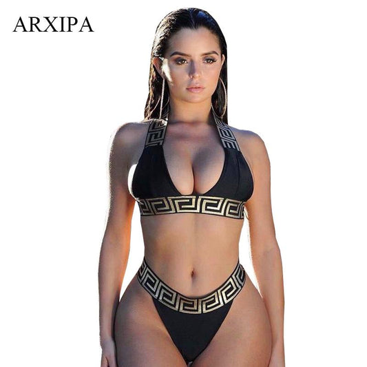 ARXIPA Sexy Bikini Sets For Women Bandage Swimsuit Crop Top Swimwear