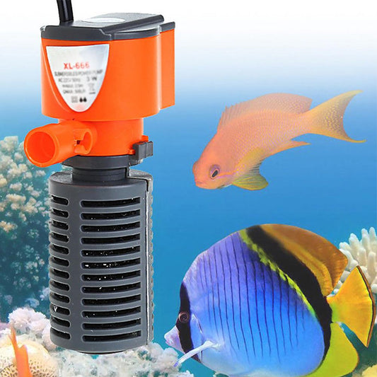 3 In 1 Silent Aquarium Filter Submersible Oxygen Internal Pump Sponge