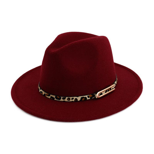 Lady Panama Fedoras Wool Felt Wide Brim Jazz Fedora Hats for Women