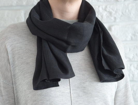 Black linen scarf