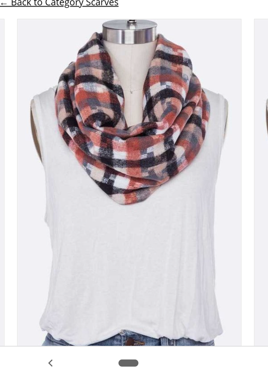 Mixed Plaid Infinity Scarf