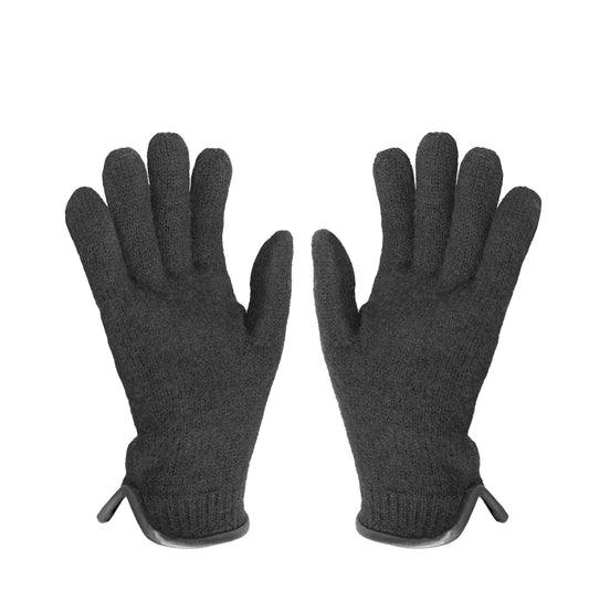 Virgin Wool Unisex Gloves with Genuine Leather Trim.
