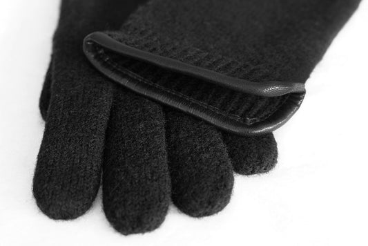 Virgin Wool Unisex Gloves with Genuine Leather Trim.