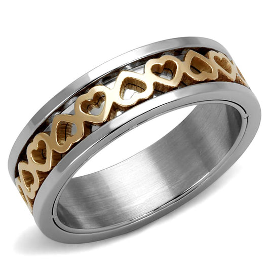 Two-Tone IP Rose Gold Stainless Steel Ring with No Stone