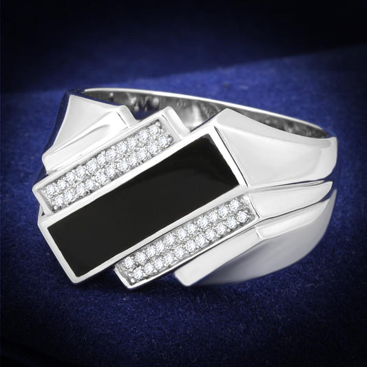Rhodium 925 Sterling Silver Ring with AAA Grade CZ in Clear