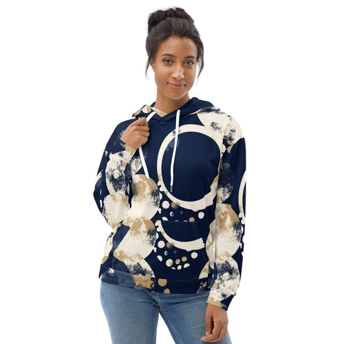 Womens Graphic Hoodie Blue Beige Spotted Print | Grey Coco