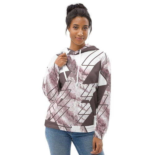 Women's Graphic Hoodie Mauve Rose and White Triangular Colorblock | Trendy & Comfortable