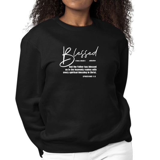 Womens Graphic Sweatshirt Blessed in Christ | Grey Coco