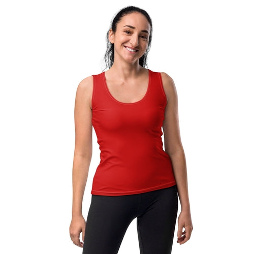 Women's Stretch Fit Tank Top - Vibrant Red Sleeveless Athletic Shirt | Comfortable & Durabl