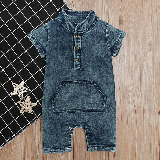 0 24M Kid Baby Boy Girl Summer Denim Romper Short
