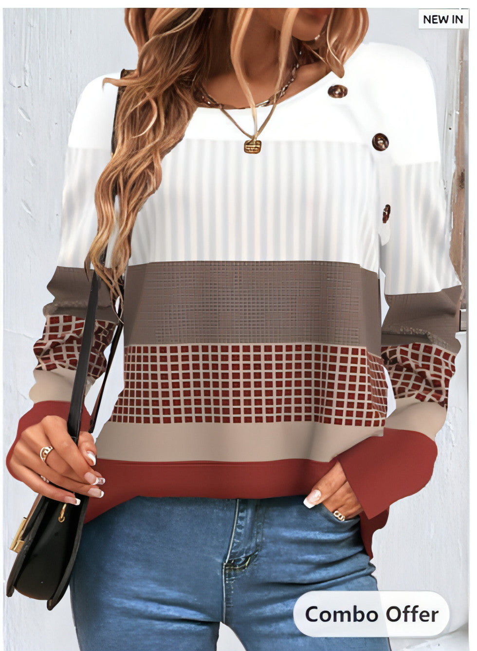 Long Sleeve T-shirt Women Button | Carmine Juneberry