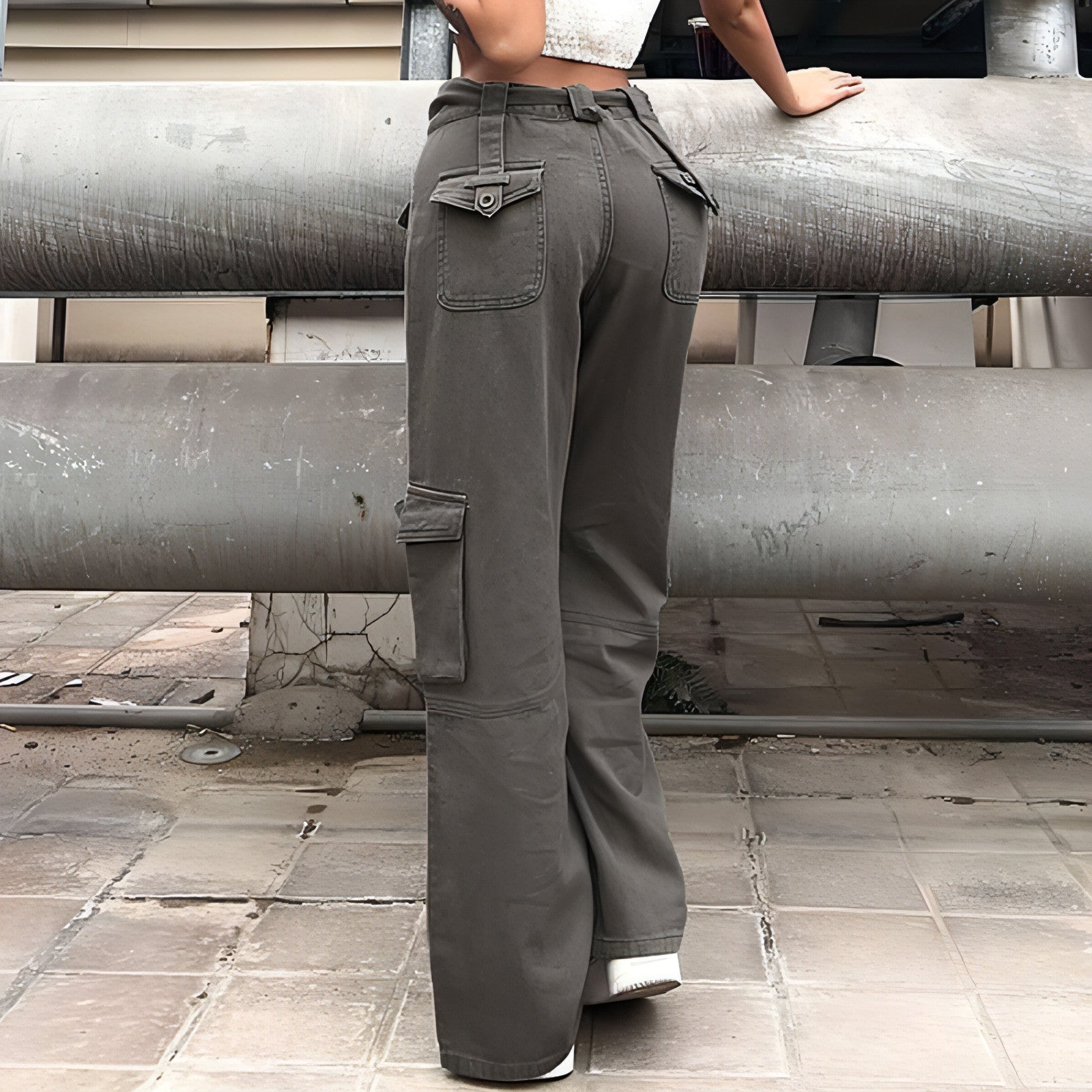 Vintage Multi Pocket Belt Casual Workwear Jeans Women | Carmine Juneberry