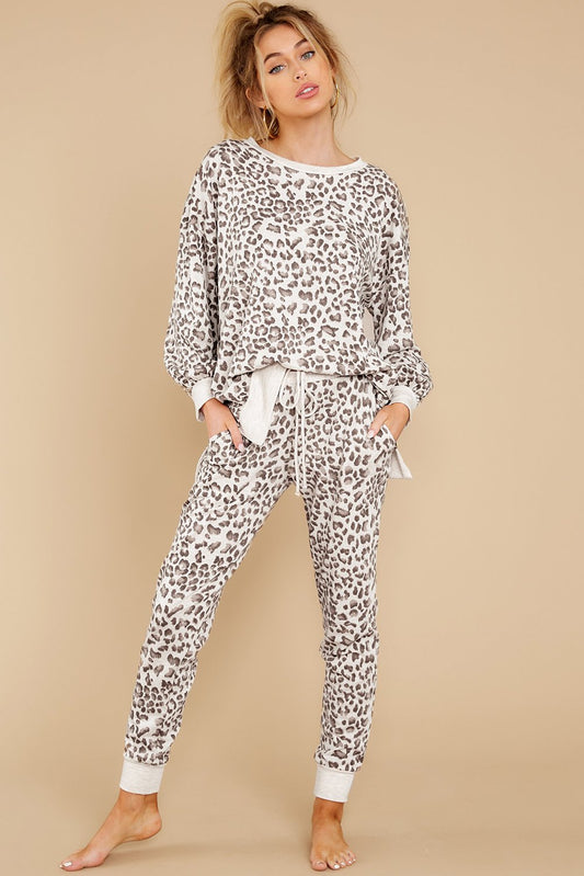 Print Long Sleeve Top & Drawstring Joggers Loungewear