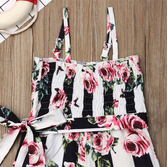 1 6T Girls Summer Floral Romper Toddler Baby Kids
