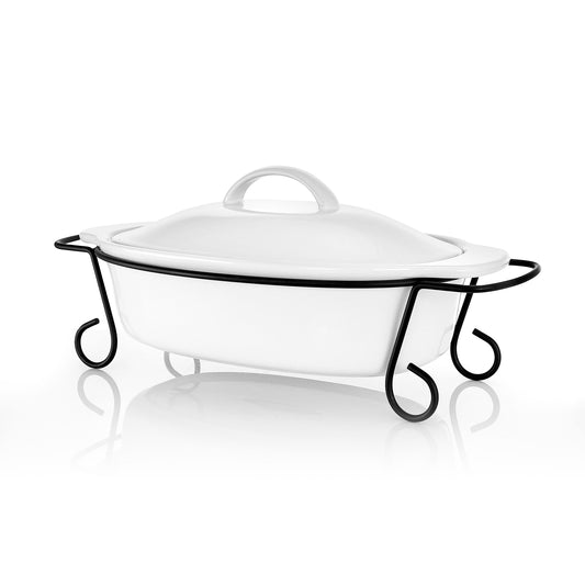 Gibson Elite Gracious Dining 2 Piece Oval Stoneware Bakeware with Lid