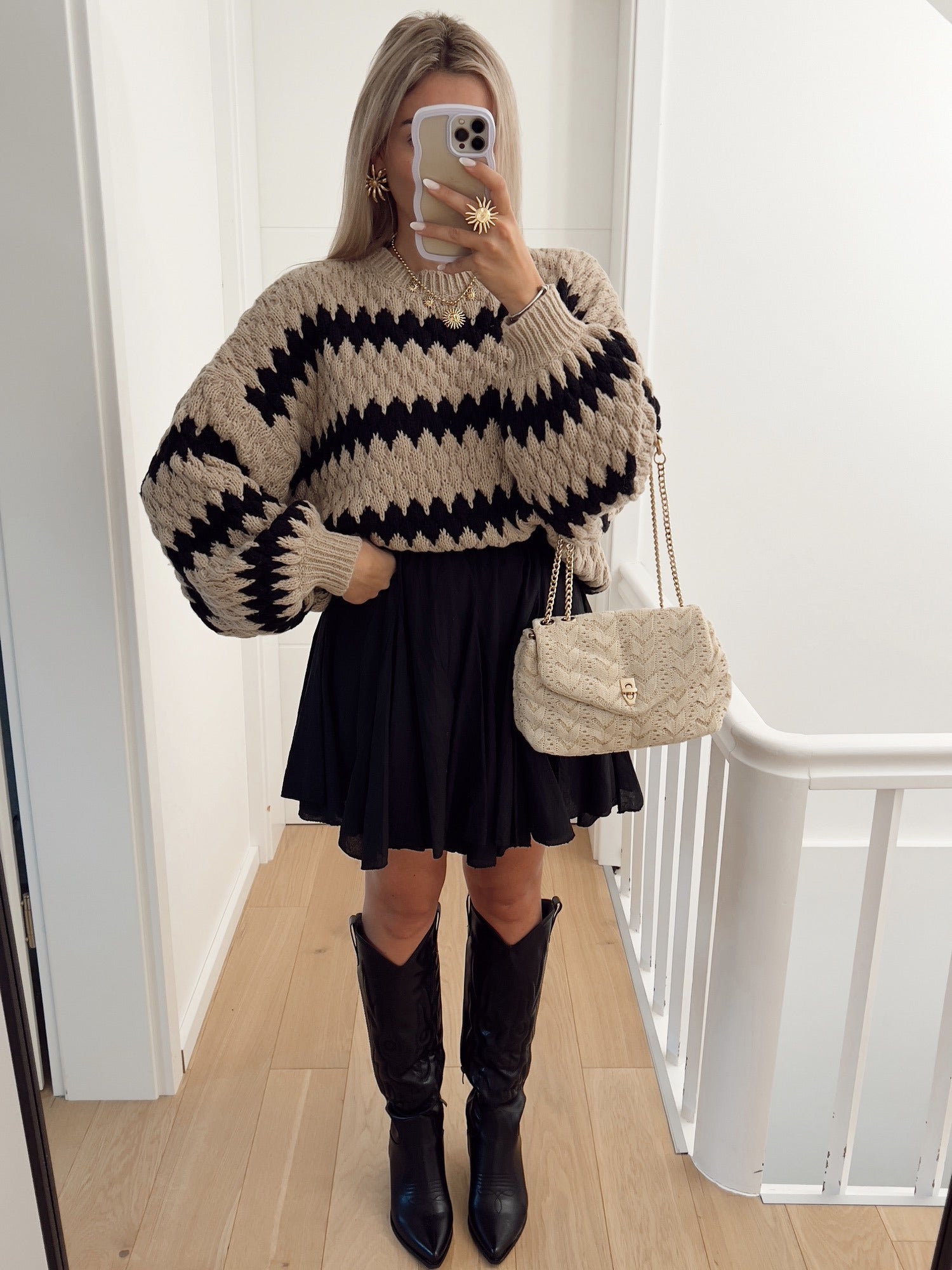 Autumn Winter Women Knitted Pullover Striped Trendy Loose Sweater | Crimson Medea