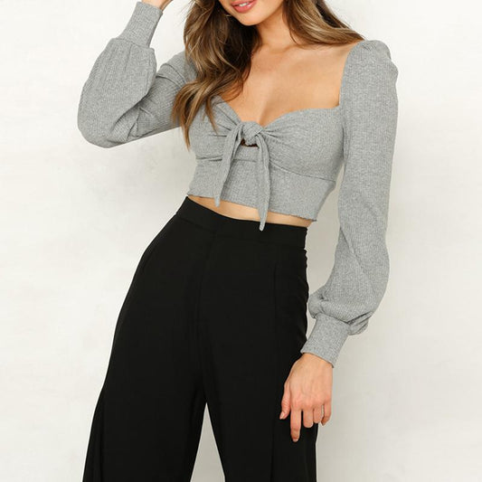 Sexy Backless Sweater Women Lace Up Knitted Crop Top | Elegant Club Top | Jade