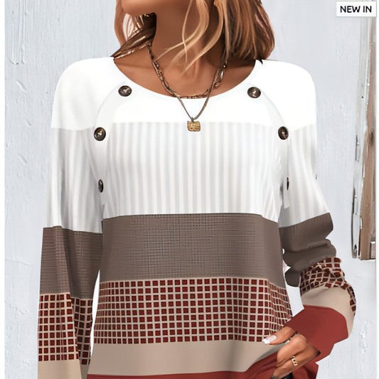 Long Sleeve T-shirt Women Button | Carmine Juneberry