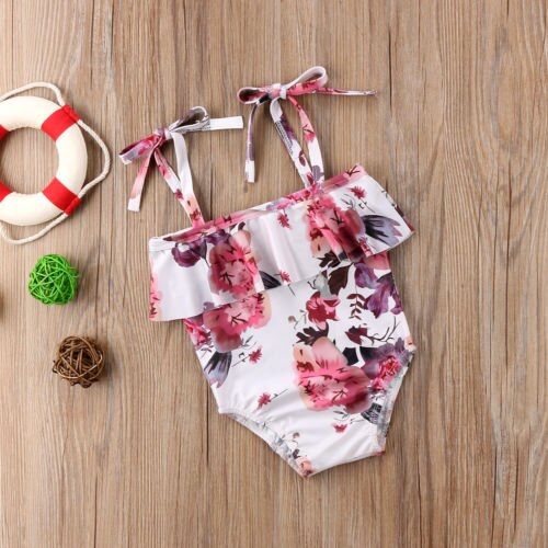Cute Princess Kids Baby Girl Floral Swimsuit