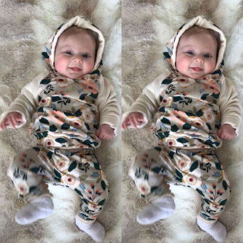 Newborn Infant Kids Baby Girls Floral Hooded