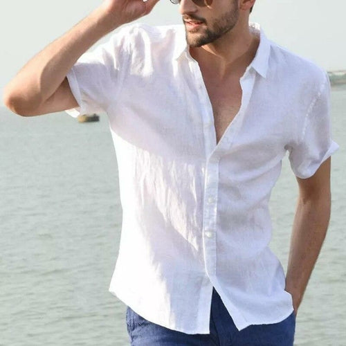 2021 Male Short Sleeve Casual Shirts Men Social Shirts Fashion Turn