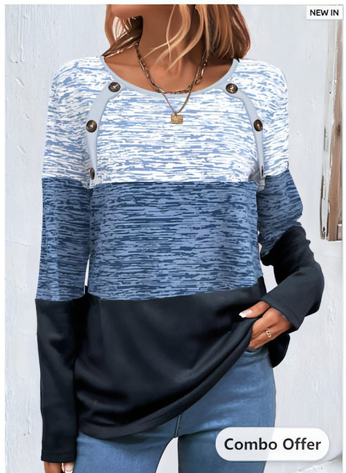 Long Sleeve T-shirt Women Button | Carmine Juneberry