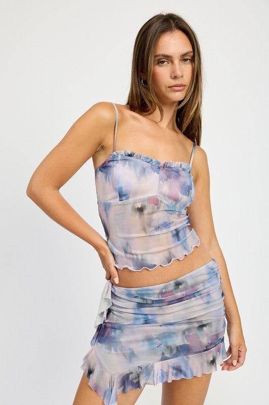 MESH RUFFLE MINI SKIRT | Jade Icarus