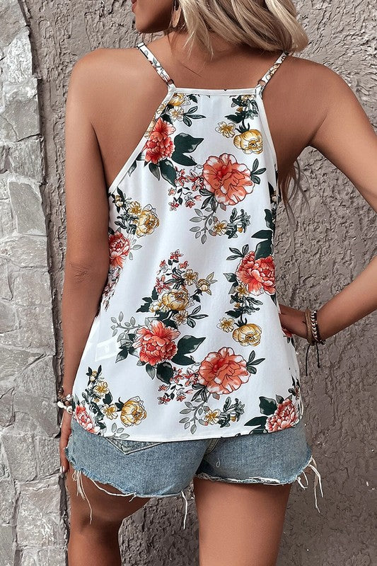 Women Floral Print Lace V Neck Tank Top | Lightweight & Sexy Summer Top | Jade Icarus