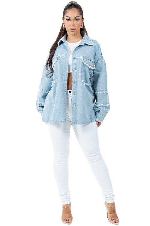 WOMEN FASHION OVERSIZE DENIM SHIRT | Jade Icarus