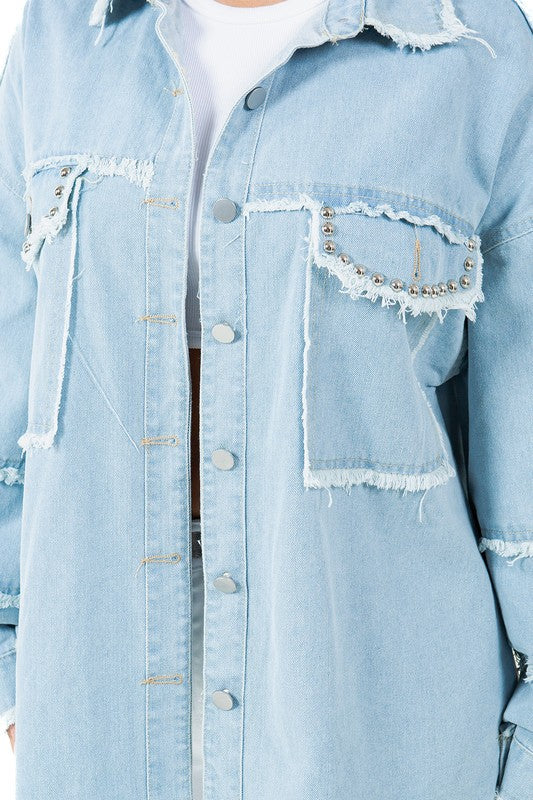 WOMEN FASHION OVERSIZE DENIM SHIRT | Jade Icarus