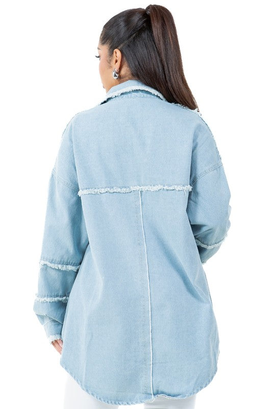 WOMEN FASHION OVERSIZE DENIM SHIRT | Jade Icarus