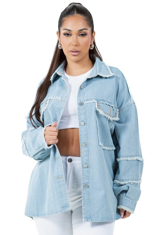 WOMEN FASHION OVERSIZE DENIM SHIRT | Jade Icarus